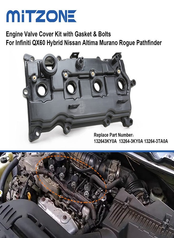 MITZONE Engine Valve Cover Compatible with 2014-2017 Nissan Altima Rogue Murano 2014 Pathfinder 2014-2017 Infiniti Qx60 2.5L Replace # 13264-3KY0A - Image 2